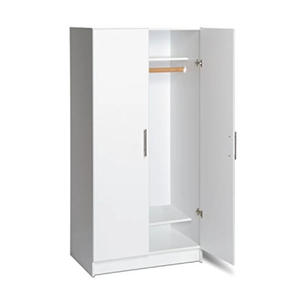 Prepac Elite 2 Door Wardrobe Cabinet， 32" W x 65" H x 20" D， White - Image 2