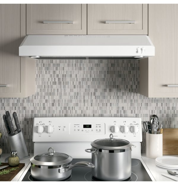 GE - 30" Convertible Range Hood - White on white - Image 3