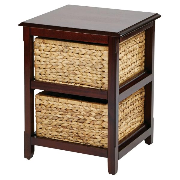 Seabrook Two-Tier Storage Unit Engineered Wood White Finish and Natural Baskets - Image 6