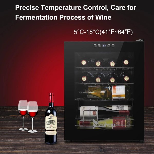 Zimtown 16 Bottle Compressor Wine Cooler Refrigerator w/Lock | Large Freestanding Wine Cellar For Red, White, Champagne or Sparkling Wine | Digital Temperature Control Fridge Glass Door Black - Image 6