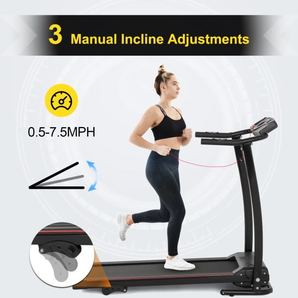 FYC Folding Treadmill with Incline, 2.5HP Electric Motorized Treadmill Running Exercise Machine Compact Treadmill for Home Gym Fitness Workout Jogging Walking 220 LBS Capacity - Image 3