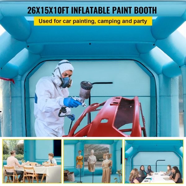 BENTISM Inflatable Spray Booth Car Paint Tent 26x15x10FT Filter System 2 Blowers - Image 2