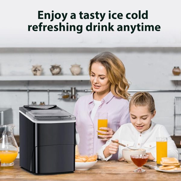 Ice Makers Countertop, Self-Cleaning Function, Portable Electric Ice Cube Maker Machine, 9 Pellet Ice Ready in 6 Mins, 26lbs 24Hrs with Ice Bags and Scoop Basket for Home Bar Camping RV(Black) - Image 7