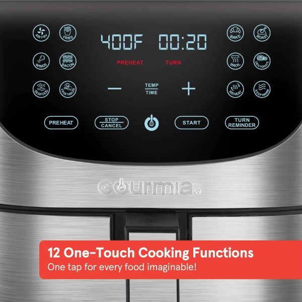 Gourmia 7-Qt Digital Air Fryer with Guided Cooking， Easy Clean， Stainless Steel - Image 4