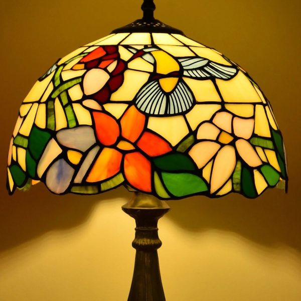 Tiffany Style Table Lamp Stained Glass Lamp Hummingbird Style Bedside Table Lamp Desk Reading Light 18" Tall Decor Bedroom Living Room Home Office - Image 2