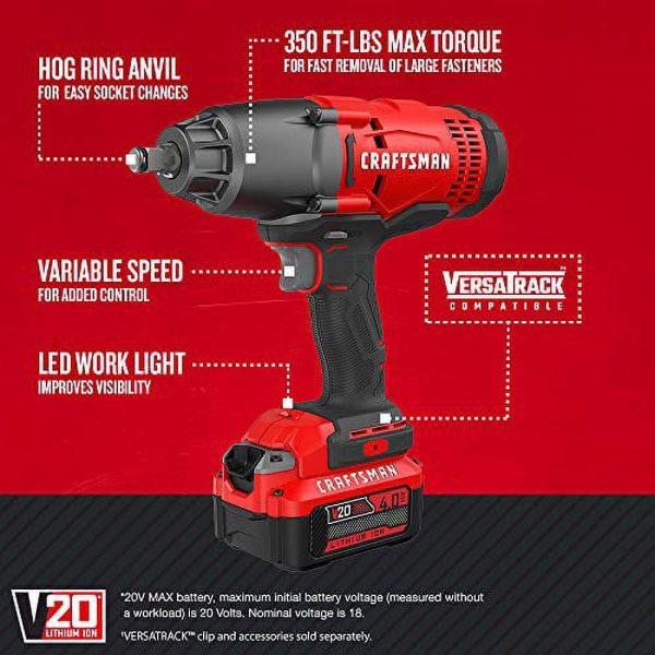 CRAFTSMAN V20 Impact Wrench Cordless Kit (CMCF900M1) - Image 11