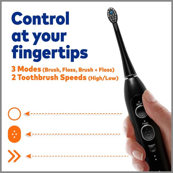 Waterpik Sonic-Fusion 2.0 Flossing Electric Toothbrush Set, 5 Brush Heads, Black - Image 6