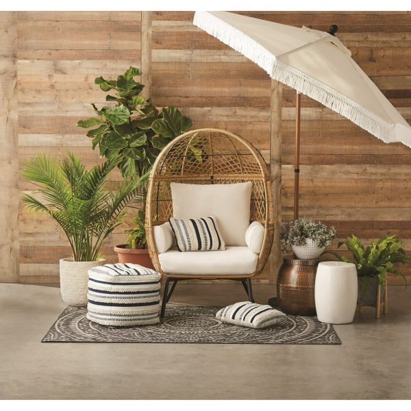 Better Homes and Gardens Ventura Boho Stationary Wicker Egg Chair， Off-White - Image 6