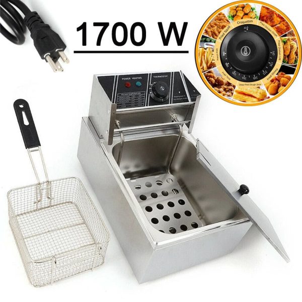 6L/6.3QT Electric Deep Fryer Stainless Steel Restaurant Home 1700w Countertop 1700W Extra Large Electric Deep Fryer Commercial Restaurant Fry Basket 6L 6L Electric Deep Fryer 1700W Single Tank - Image 10