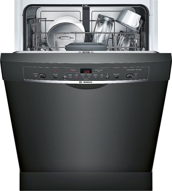 Bosch - 100 Series 24" Front Control Tall Tub Built-In Dishwasher with Stainless-Steel Tub - Black