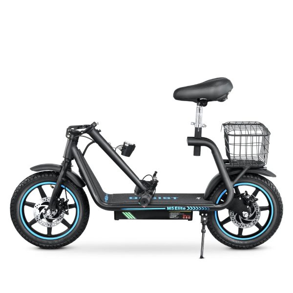 BOGIST Electric Scooter for Adults with Seat, 500W Motor(Peak 800W), 25mph, 45km Range, 48V 13Ah, Electric Bicycle with Basket, BOGIST M5 Elite,Blue - Image 6