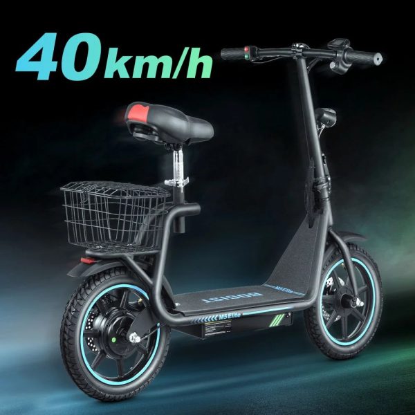 BOGIST Electric Scooter for Adults with Seat, 500W Motor(Peak 800W), 25mph, 45km Range, 48V 13Ah, Electric Bicycle with Basket, BOGIST M5 Elite,Blue - Image 2