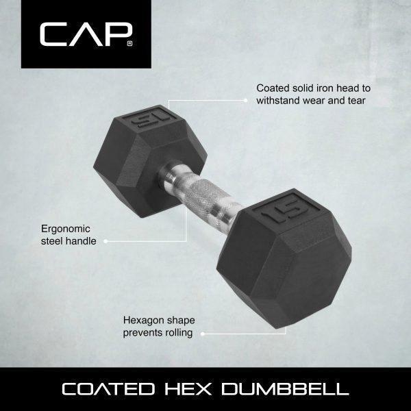 (2 pack) CAP Barbell, 60lb Coated Hex Dumbbell, Single - Image 4