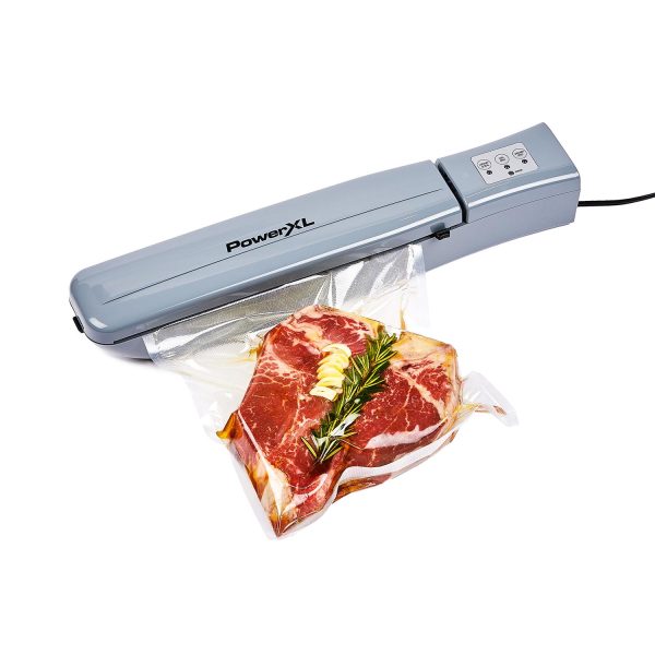 PowerXL Duo NutriSealer Plus 6-in-1 Vacuum Sealer Machine with Vacuum Seal Bags and 2-pc. Roll Set， Food Preservation System， Gray