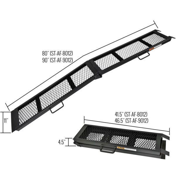 90in Black Steel Dual Runner Folding ATV Ramps - Image 3