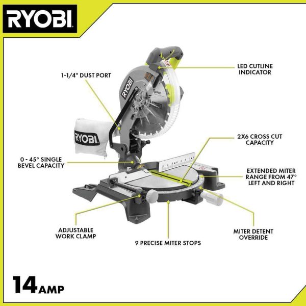 14 Amp Corded 10 in. Compound Miter Saw with LED Cutline Indicator TS1346 - Image 3