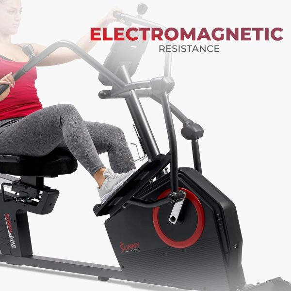 Sunny Health & Fitness Electromagnetic Recumbent Cross Trainer Exercise Elliptical Bike w/Arm Exercisers, Easy Access Seat & Exclusive SunnyFit® App Enhanced Bluetooth Connectivity - SF-RBE4886SMART… - Image 3