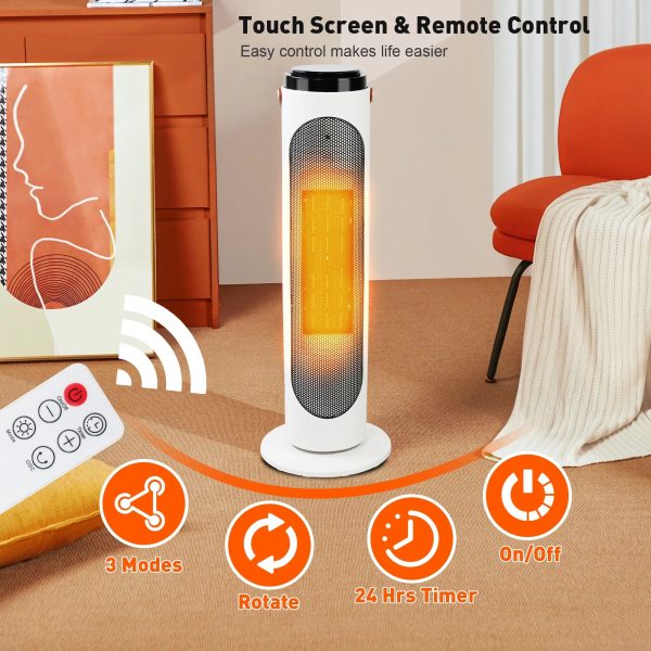 Space Heaters with 1500W PTC Oscillating Ceramic Heaters and Remote, 24h Timer for Office Room Indoor Use - Image 6