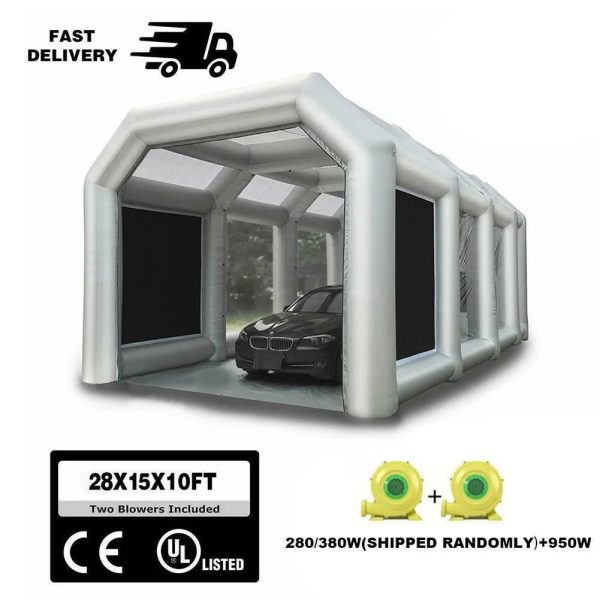 28X15X10FT Inflatable Spray Paint Booth Tent With Two Blowers (950W+280or380W)