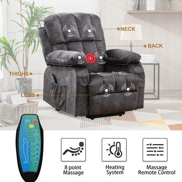 VON RACER Power Lift Recliner Chairs with Heat and Massage Lift Chair Recliners for Elderly with 2 Side Pocket, USB Port Remote Control, Adjustable Furniture - Image 3