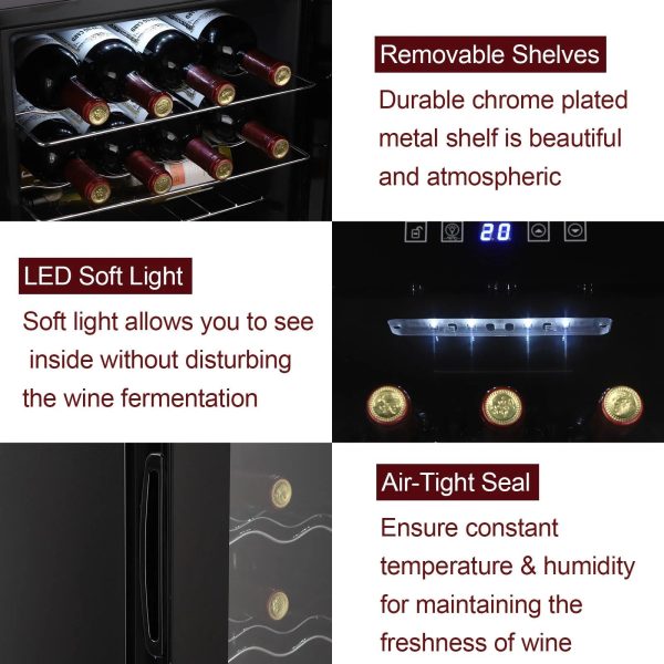 Zimtown 16 Bottle Compressor Wine Cooler Refrigerator w/Lock | Large Freestanding Wine Cellar For Red, White, Champagne or Sparkling Wine | Digital Temperature Control Fridge Glass Door Black - Image 9