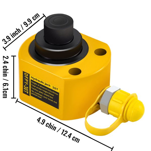 VEVOR Hydraulic Cylinder Jack, Hollow Ram Jack 30 Ton 2"(50mm)Stroke Durable 10000 Psi Single Acting - Image 8