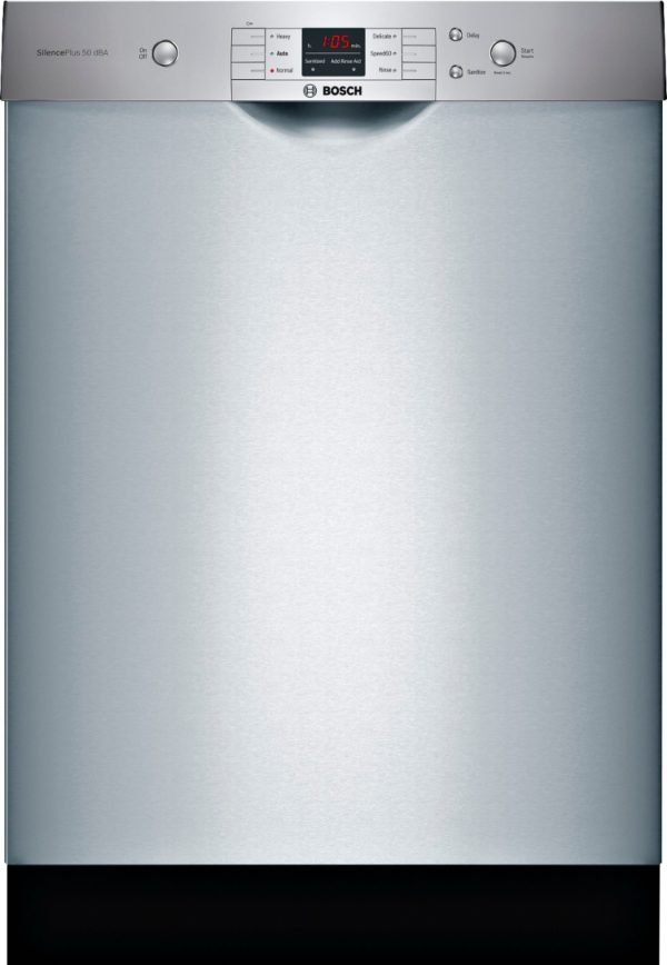 Bosch - 100 Series 24" Front Control Built-In Dishwasher with Hybrid Stainless Steel Tub - Stainless steel