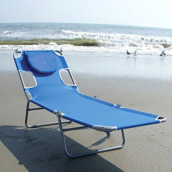 Ostrich Folding Chaise Lounge, Blue - Image 2