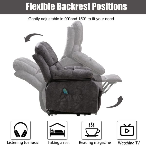 VON RACER Power Lift Recliner Chairs with Heat and Massage Lift Chair Recliners for Elderly with 2 Side Pocket, USB Port Remote Control, Adjustable Furniture - Image 6