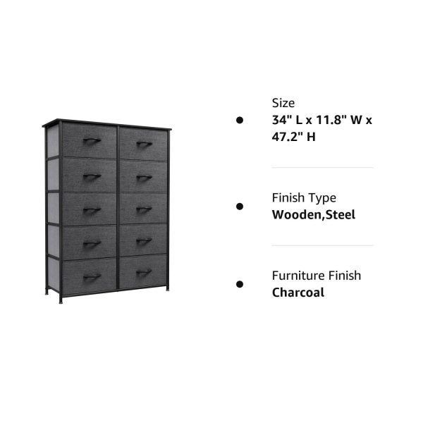 YITAHOME Dresser Storage Drawers Charcoal - Image 8