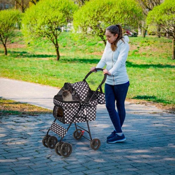 Foldable Pet Travel Stroller for Cats&Dogs, Waterproof Dog Stroller with 4 Wheels for Camping Walking, Black - Image 4