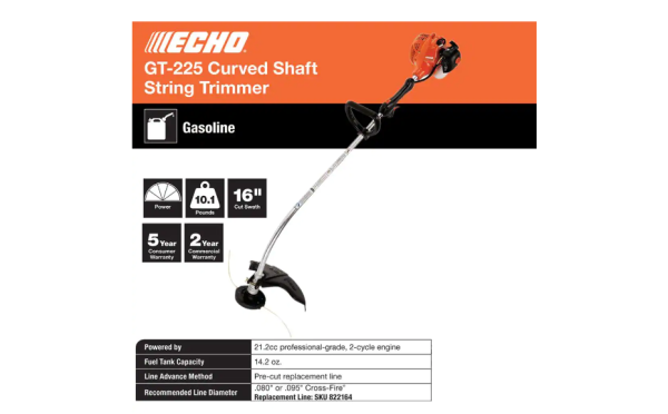 ECHO GT-225 21.2 cc Gas 2-Stroke Cycle Curved Shaft Trimmer - Image 3