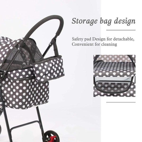 Foldable Pet Travel Stroller for Cats&Dogs, Waterproof Dog Stroller with 4 Wheels for Camping Walking, Black - Image 2