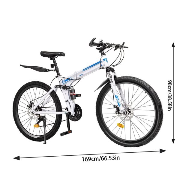 Wuzstar 26" Mountain Folding Bike 21-Speed High-Carbon Steel Mountain Bicycle with Dual Disc-Brake - Image 10