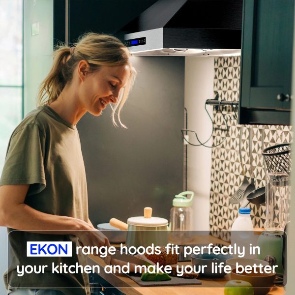 EKON KITCHEN EXPERT 36 Inches Stainless Steel Convertible Wall Mount Range Hood with Charcoal Filter and Remote Control Included NAP04-36 - Image 8