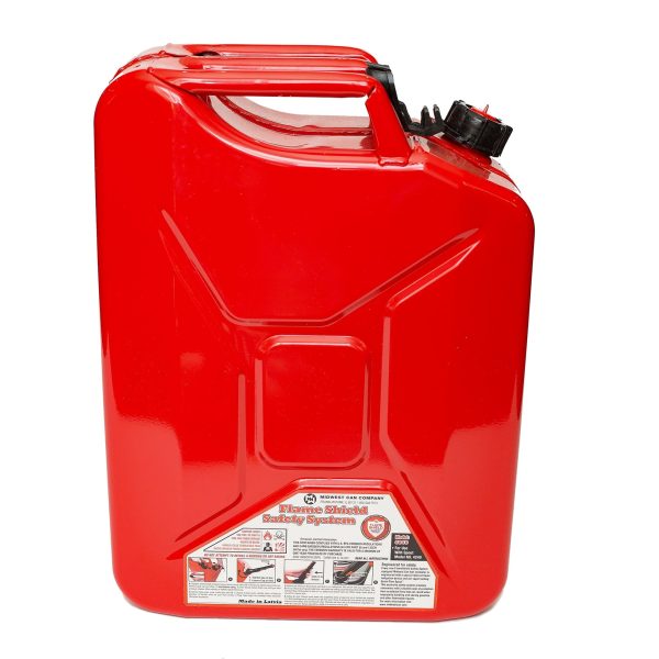 Midwest Can Company 5-Gallon Metal Gas Can with Quick Flow Spout, Red (2 Pack) - Image 5