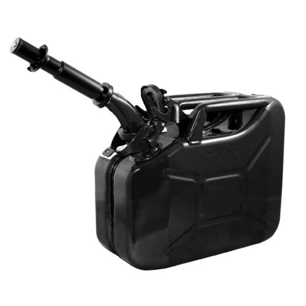 Wavian 3024 2.6 Gallon 9.8 Liter Steel Jerry Can with Spout, Black