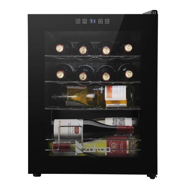 Zimtown 16 Bottle Compressor Wine Cooler Refrigerator w/Lock | Large Freestanding Wine Cellar For Red, White, Champagne or Sparkling Wine | Digital Temperature Control Fridge Glass Door Black - Image 2