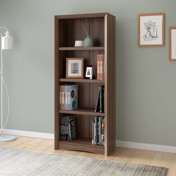 CorLiving Quadra Brown Engineered Wood Tall Adjustable 4 Shelf Vertical Bookcase - Image 5