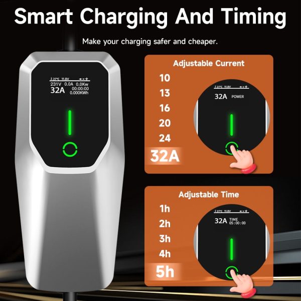 Awesafe 32 Amp Level 1&2 Portable EV Charger ,26FT Cable NEMA 14-50 Plug for Electric Car Home Charging Station 7.68KW - Image 2