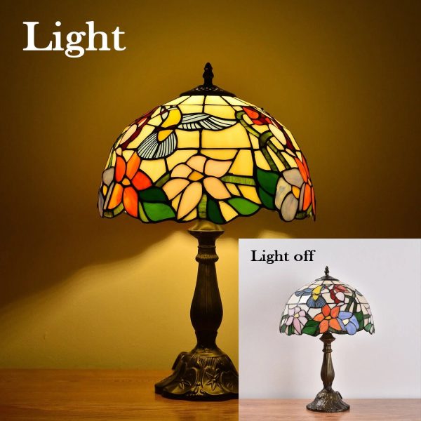 Tiffany Style Table Lamp Stained Glass Lamp Hummingbird Style Bedside Table Lamp Desk Reading Light 18" Tall Decor Bedroom Living Room Home Office - Image 3