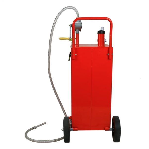 30 Gallon Gas Caddy Tank Storage Drum Gasoline Diesel Fuel Transfer with Universal Wheel Red - Image 6