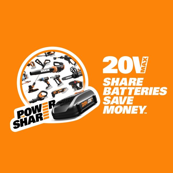 WORX WG546 TURBINE 20V PowerShare 2-Speed Cordless Battery-Powered Leaf Blower - Image 11