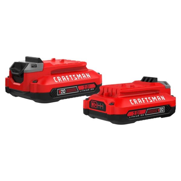 CRAFTSMAN V20 Lithium Ion Battery， 2.0-Amp Hour， 2 Pack (CMCB202-2)