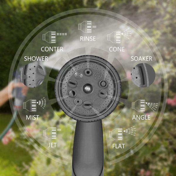 Guitrees Retractable Garden Hose Reel 1/2u201d 115FT+6FT With Cover, Slow Return System, Any Length Lock, Wall Mounted, 9 Function Nozzle and 180u00b0Swivel Bracket (Grey) - Image 5