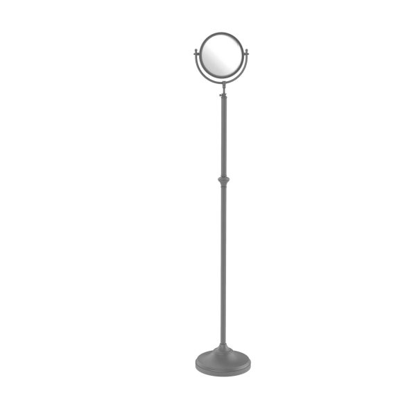 Adjustable Height Floor Standing Make-Up Mirror 8 inch Diameter 5X Magnification Polished Chrome