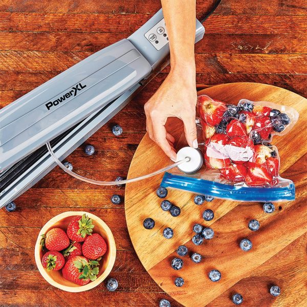 PowerXL Duo NutriSealer Plus 6-in-1 Vacuum Sealer Machine with Vacuum Seal Bags and 2-pc. Roll Set， Food Preservation System， Gray - Image 10