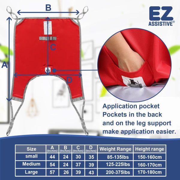 EZ Assistive Patient Lift Sling with Divided Leg for Patient Transfer Red Hoyer Lift Sling, 500lb Weight Capacity (Large Size ) - Image 7