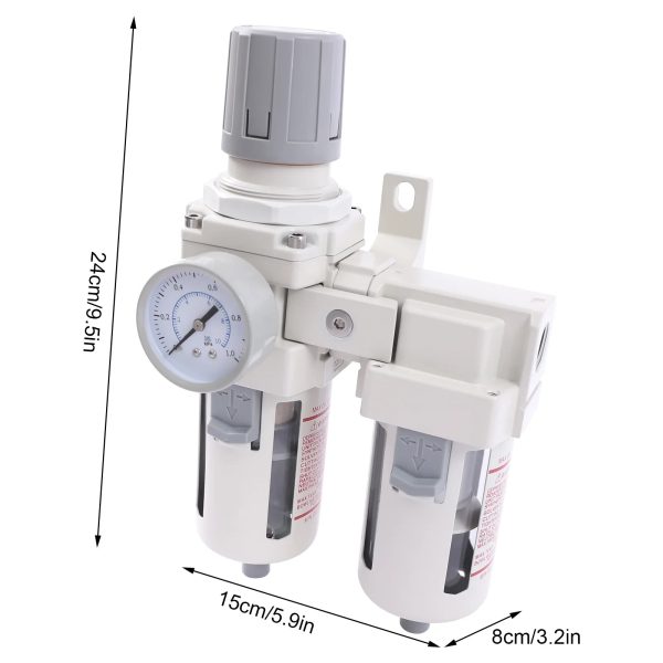 YIYIBYUS 1/2" NPT Air Pressure Regulator, Air Dryer Filter System, Water Trap Separator Semi-automatic Drain - Image 2