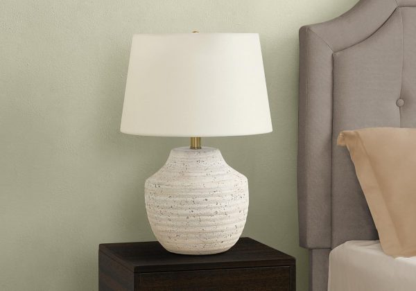 9730 LightingTable Lamp, Cream Concrete, Ivory/Cream Shade, Modern - Image 2